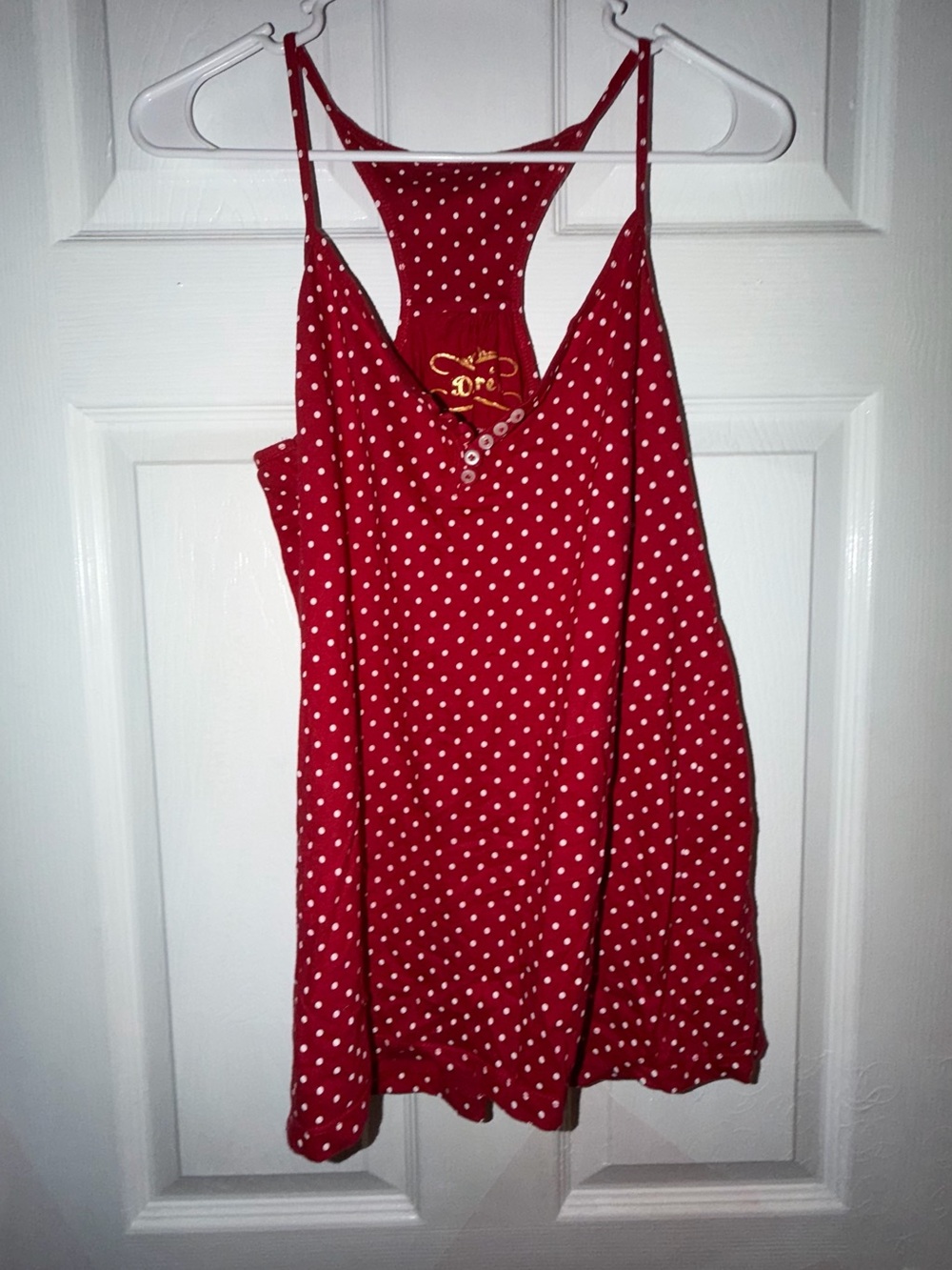 Red Polka Dot Racerback Tank with V-Neck